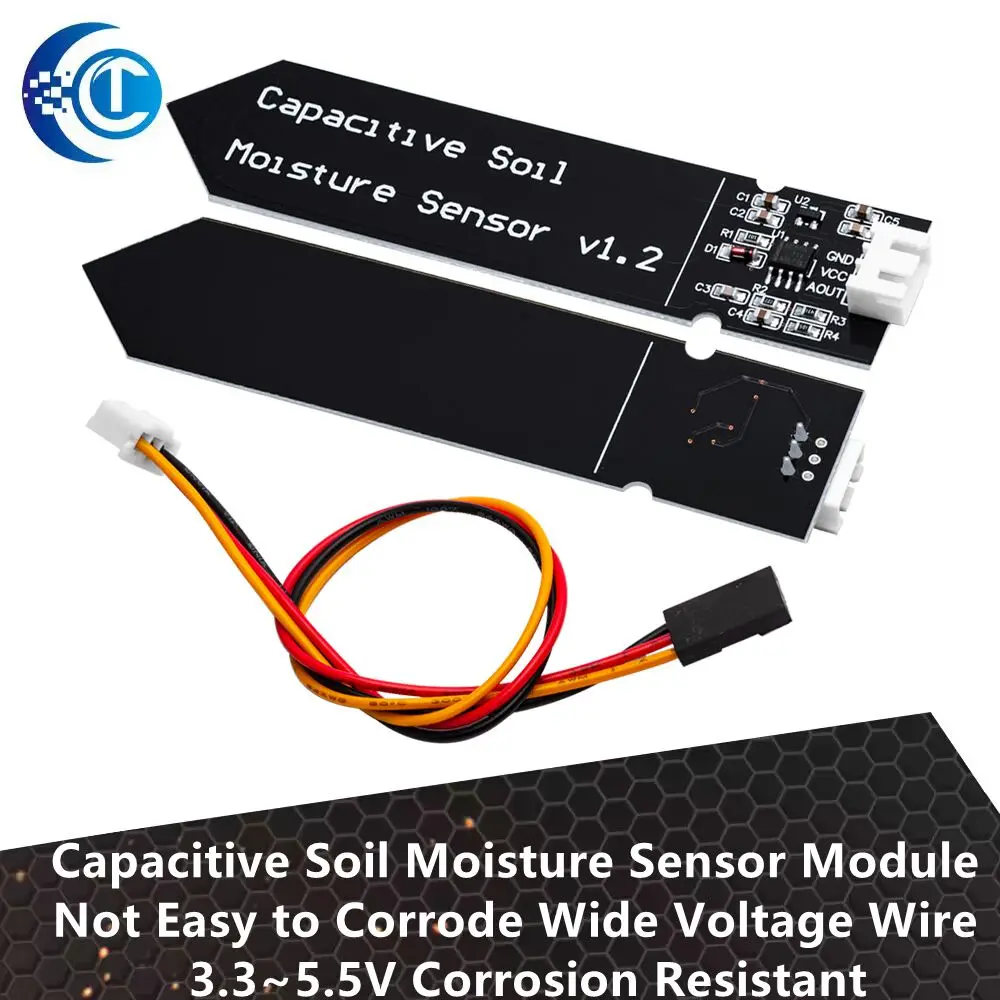 Capacitive Soil Moisture Sensor Module Not Easy to Corrode Wide Voltage Wire 3.3~5.5V Corrosion Resistant W/ Gravity for Arduino