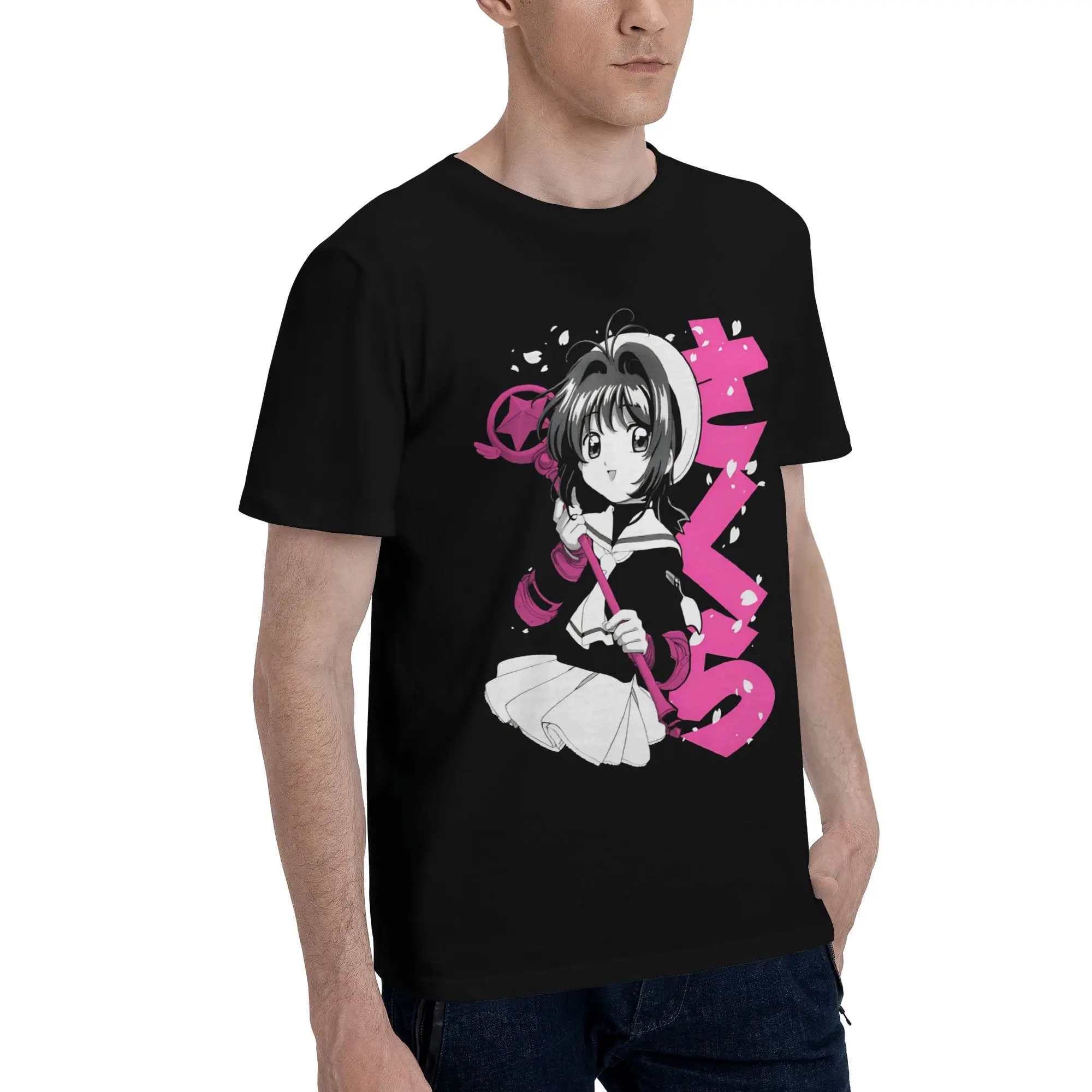 Sakura Bloom Graphic Funny 100% Cotton T-Shirt Bandai Cardcaptor Sakura Tops Tees For Men