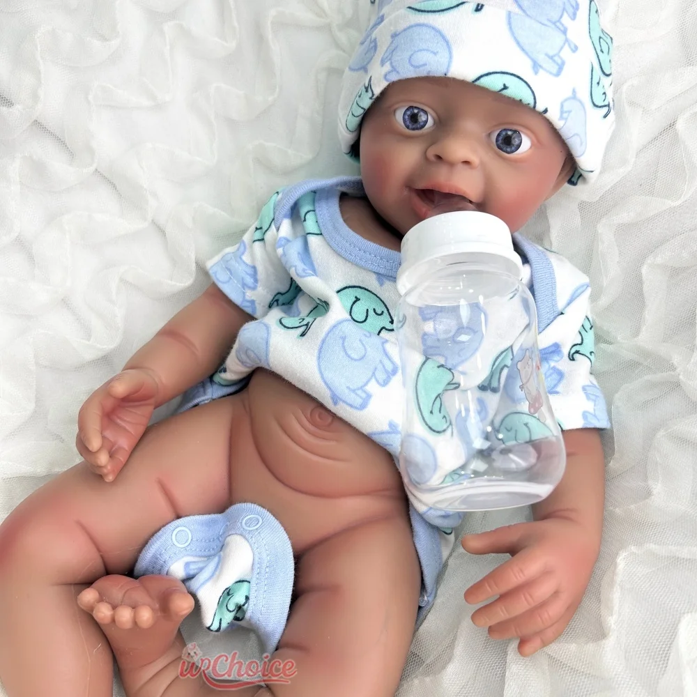 

18Inch Boy Can Use Pacifiers Full Flexible Silicone Reborn Doll 3D Skin Lifelike Baby Realistic Texture Washable Doll Kids Toy