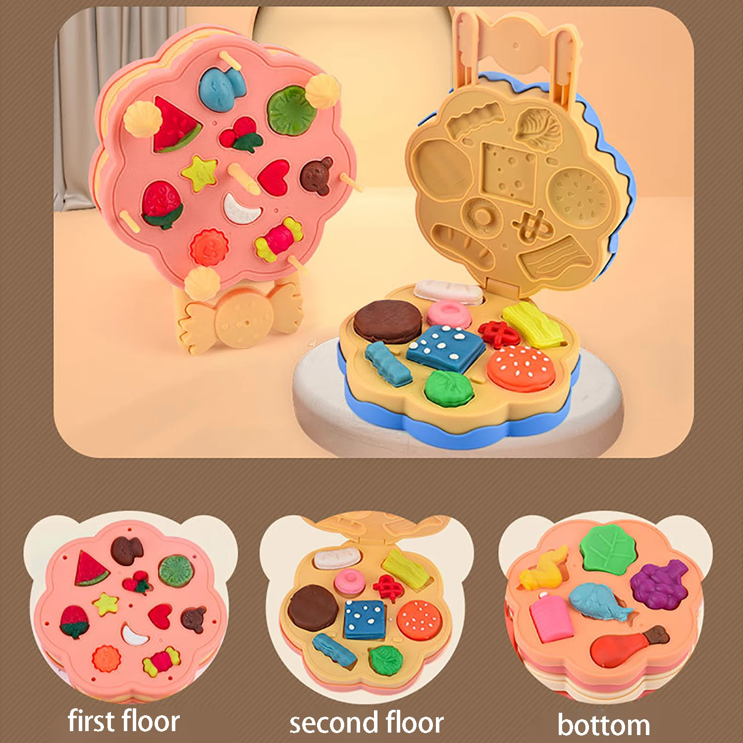 Bunte Ton-Burger-Maschine, Heimspiel für Kinder, Gummi-Ton-Set, Knödelherstellung, Früherziehung und Lernspielzeug