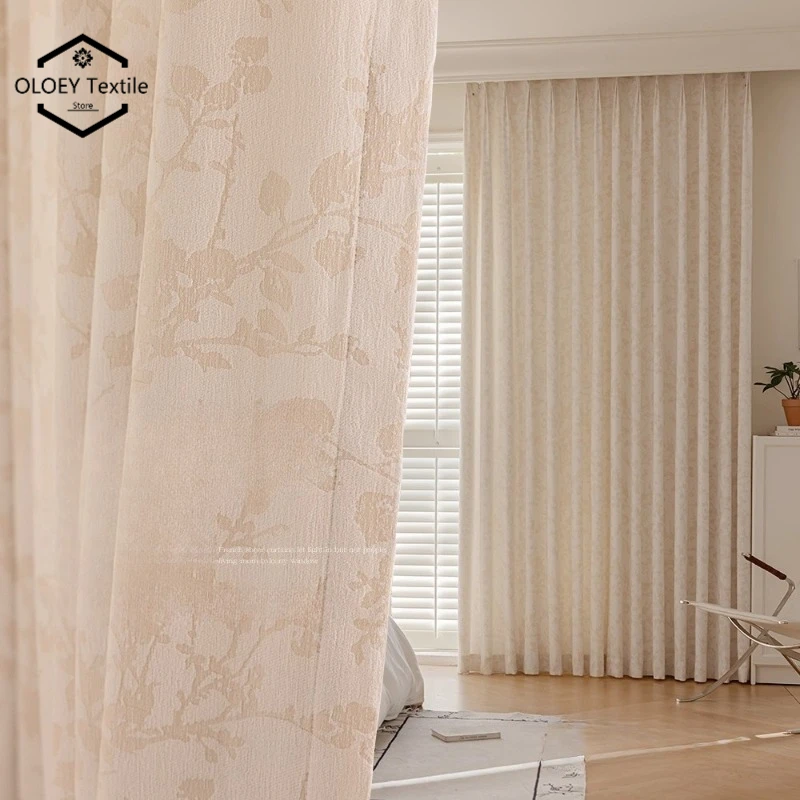 

Luxury French Cashmere Sheer Curtains for Bedroom Living Room Relief Pattern Light Translucent Sunshade Fabric Elegant Window