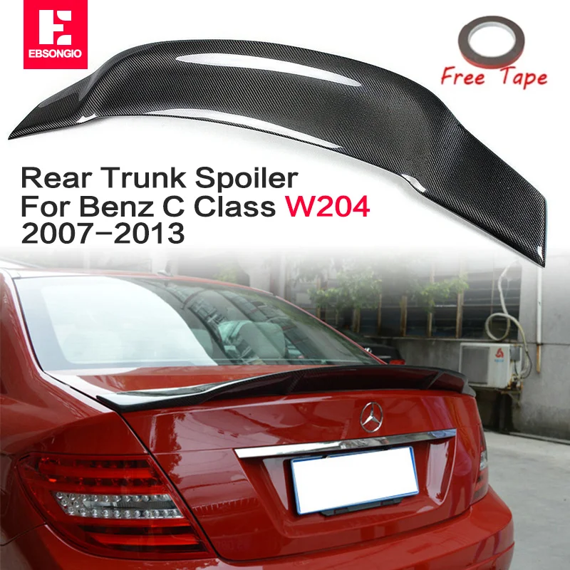 

W204 R Style Real Carbon Fiber Spoiler For Benz W204 C300 C180 C220 4 Doors Sedan C Class 2007-2013 Spoiler Car Trunk Wing