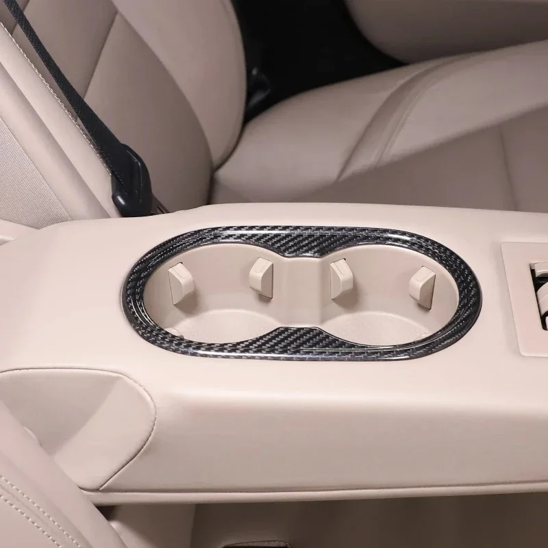 

For Porsche Taycan Real Dry Carbon Fiber 2019-2022 Interior Rear Armrest Cup Holder Frame Cover Trim Modification Accessories