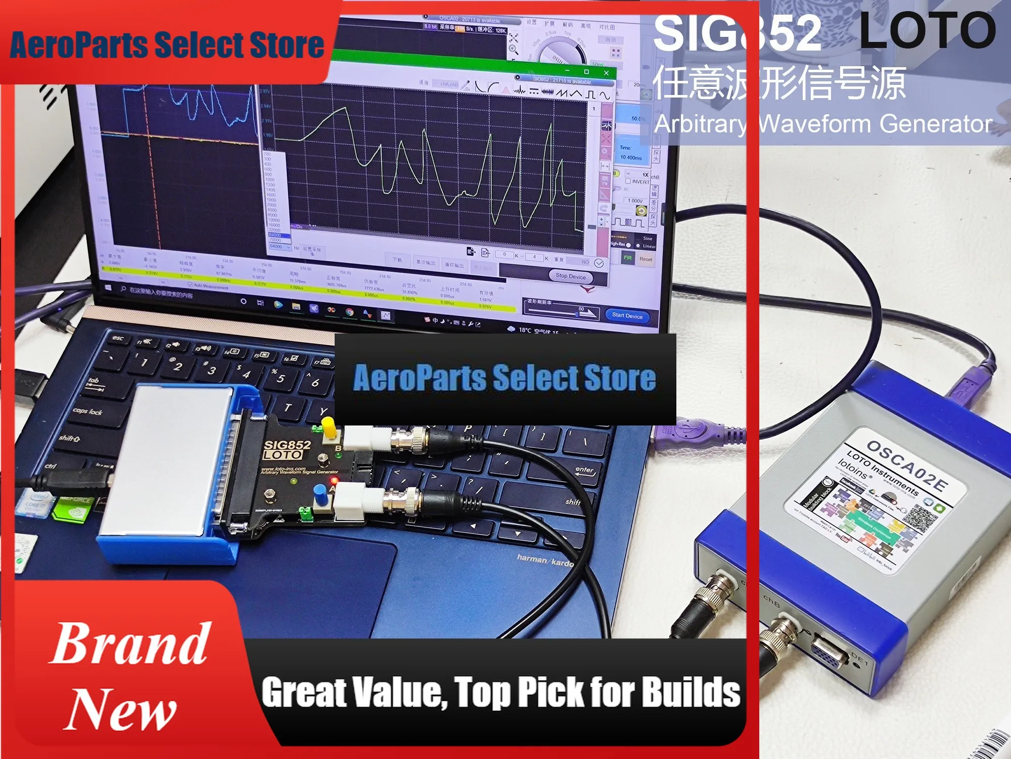 AeroPartsLOTO SIG852 USB AWG/ Arbitrary Waveform Generator/Signal Generator/Function Generator/2-Channel