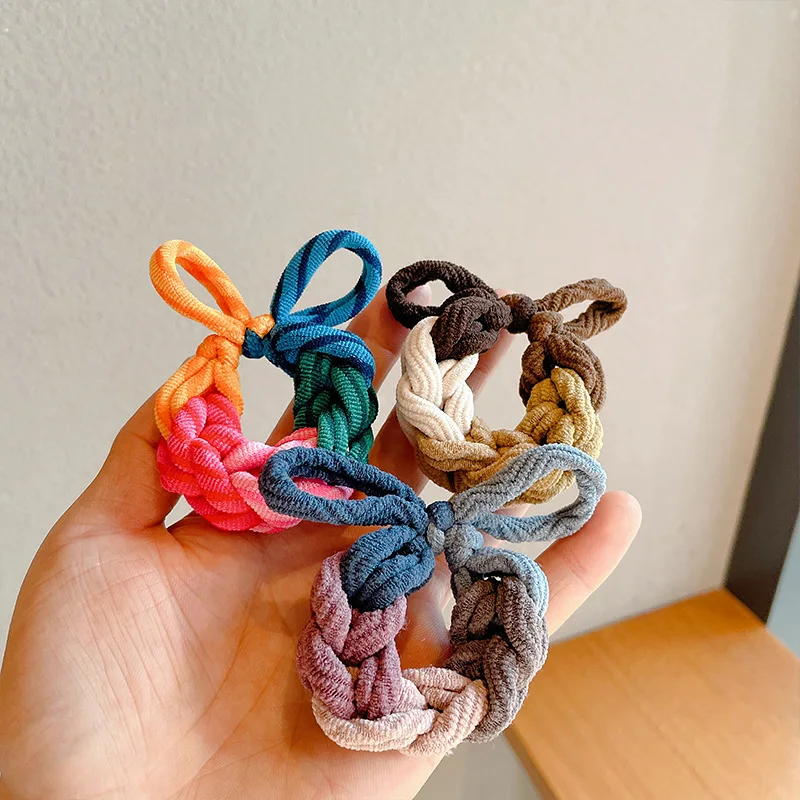 Hair Ties Handwoven Thick High Elasticity Bow Fabric Versatile for Girls Women Bun Daily Travel Party Comfortable
