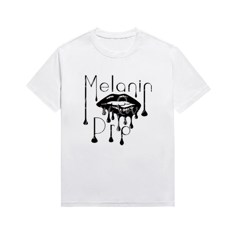 Newest Melanin Dro Slogan Womens Tee Casual Personality Graphic Printed Aesthetic T-shirt Custom Top