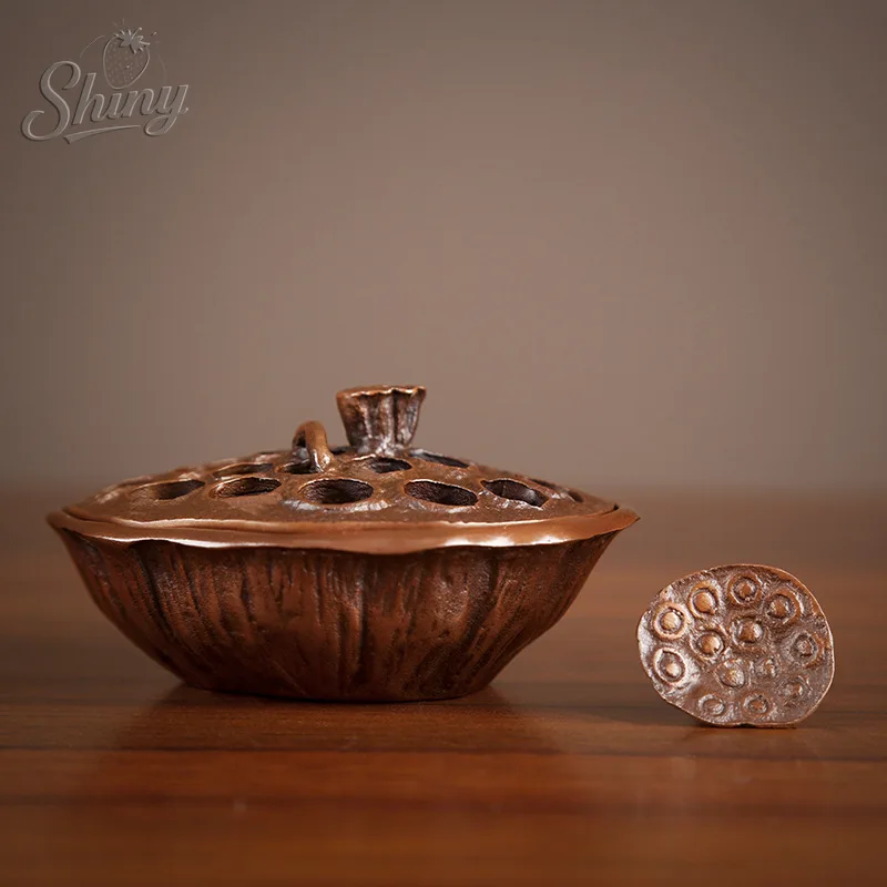 

Red Copper Lotus Incense Burner Home Ornamental Disc Incense Burner Indoor Creative Mini Copper Small Incense Burner Ornaments