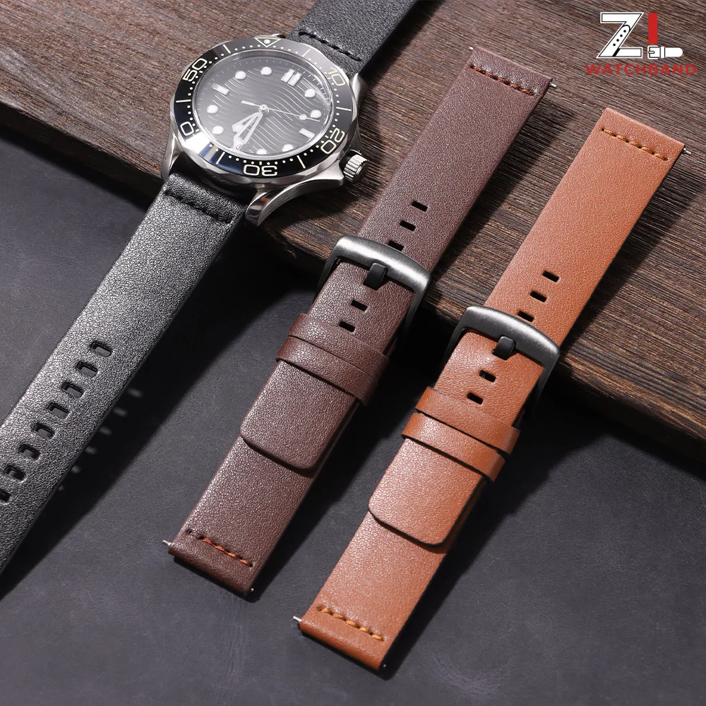 18/20/22/24mm Watch Band Quick Release Leather Strap for Samsung Galaxy Watch 3 Active2 40 44mm for Huawei Watch Gt 2 WatchBand