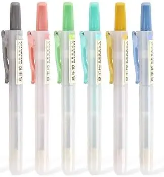 6 Pcs Dianshi DS-805s Press Fluorescent Pen Student Marking Pen with Interchangeable Core Color Fluorescent Pen Set