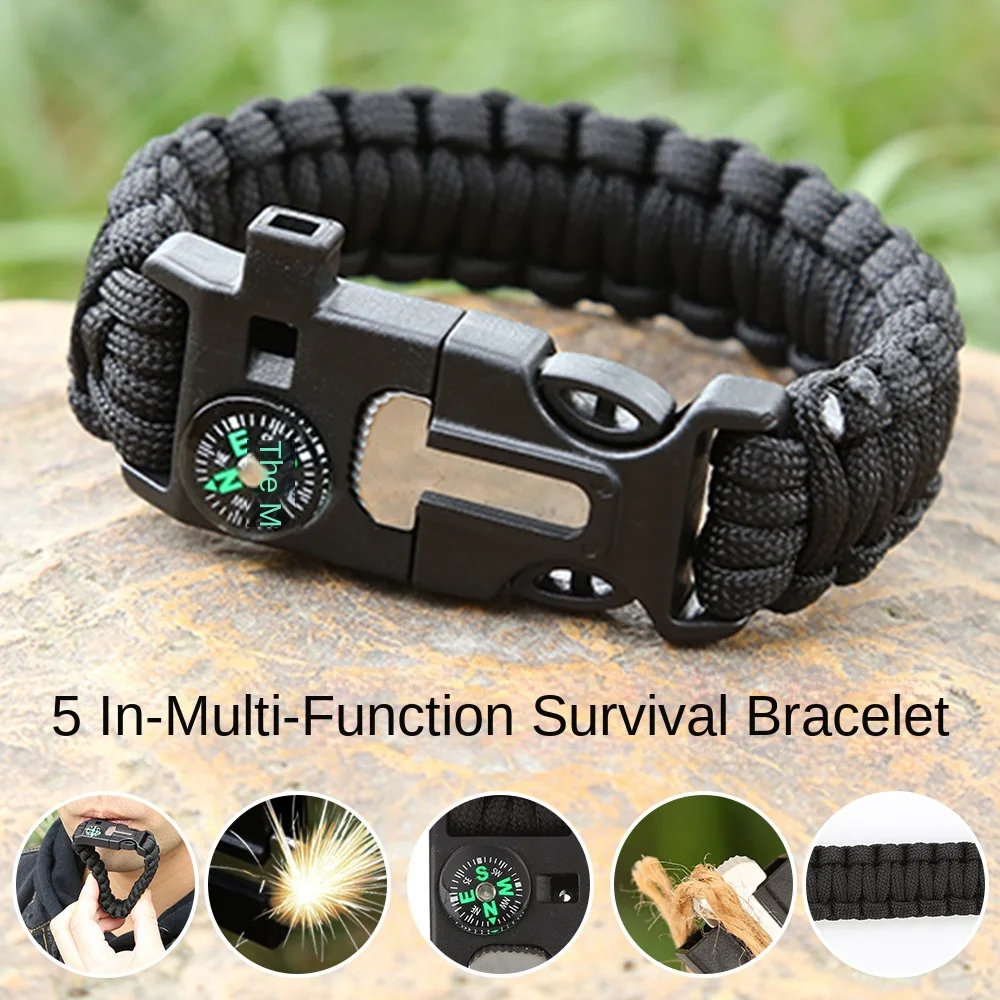 

Seven core paracord bracelet woven five-in-one bracelet compass survival bracelet outdoor mountaineering camping emergency