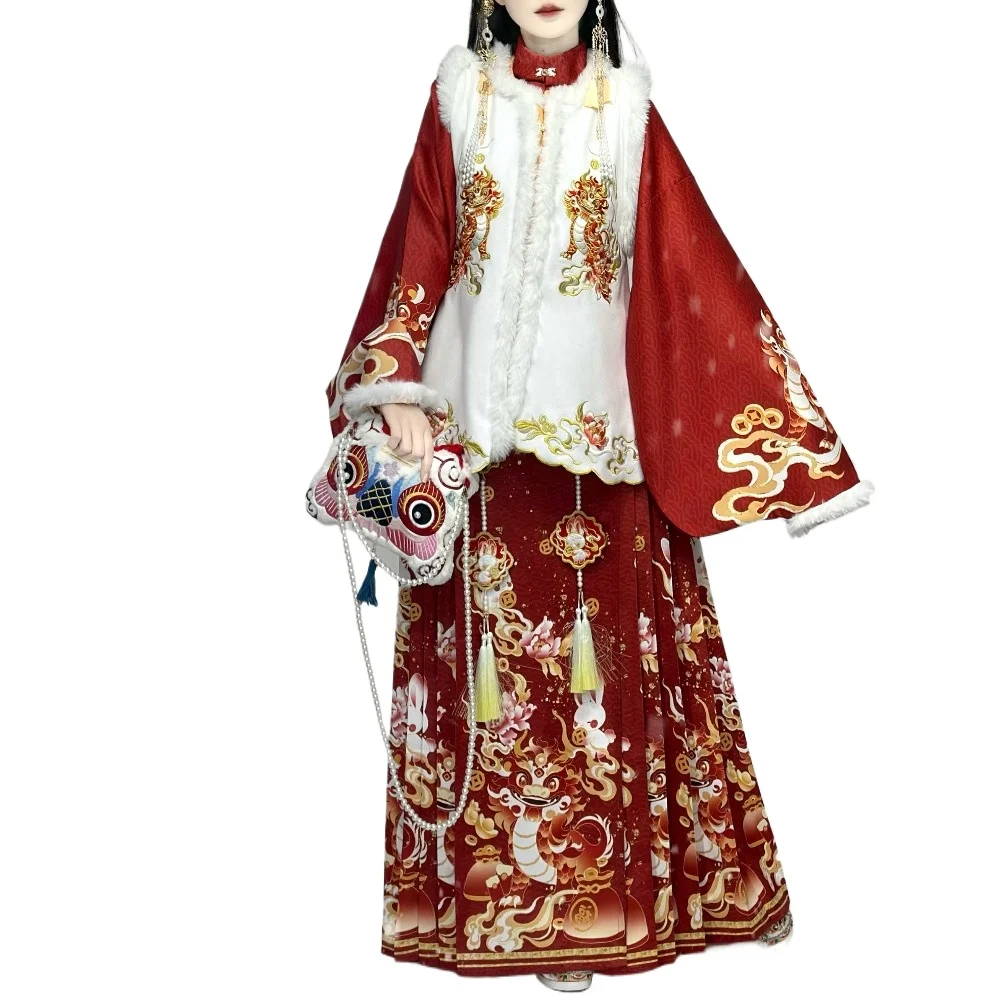 الصينية التقليدية اللباس تأثيري Hanfu النساء الملابس فستان جنية الأميرة الحصان الوجه تنورة خمر الملابس العرقية نمط عارضة