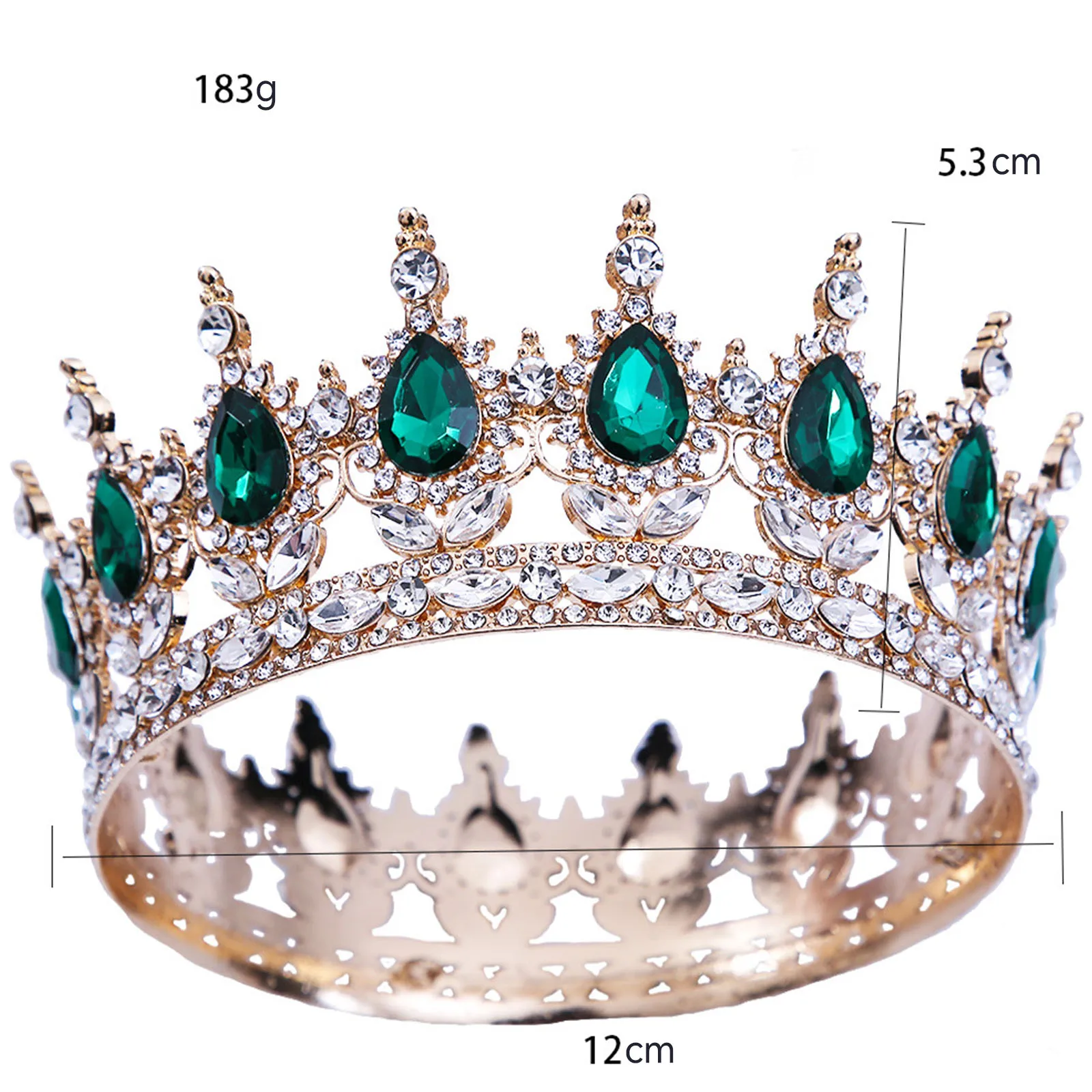 공주 크라운 크리스탈 티아라 여자 여자 헤어 액세서리 절묘한 반짝 이는 라인 석 라운드 크라운 코스프레 의상 생일 선물