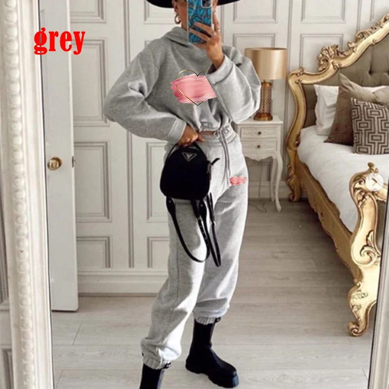 Womens Heart Hoodie + Sweatpants 2-piece Sweat Suits Tracksuits Hooded Jogging Sports Suits Baseball Uniforms Track Suits Jogger