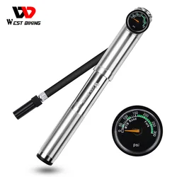 WEST BIKING Mini Bike Pump 300PSI Portable Aluminum Alloy Tire Inflator For Schrader&Presta Valve MTB Road Bicycle Accessories