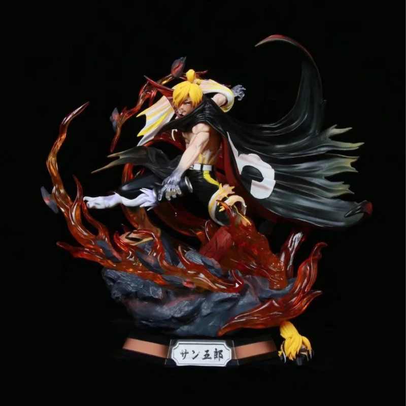 

Коллекционная статуэтка Винсмоука Санджи из One Piece (Страна Вано), 36 см, с двумя сменными головами, LED-подсветкой, модель для декора рабочего стола, подарок