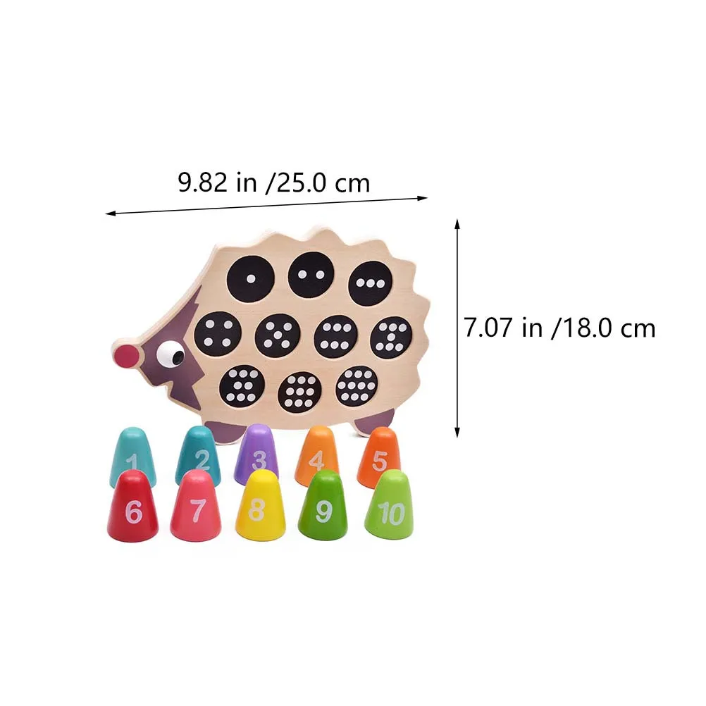 1-set houten puzzel in egelvorm, passend bij nummer, educatief voor peuters, vroeg leren, kleurherkenning, kinderpuzzel