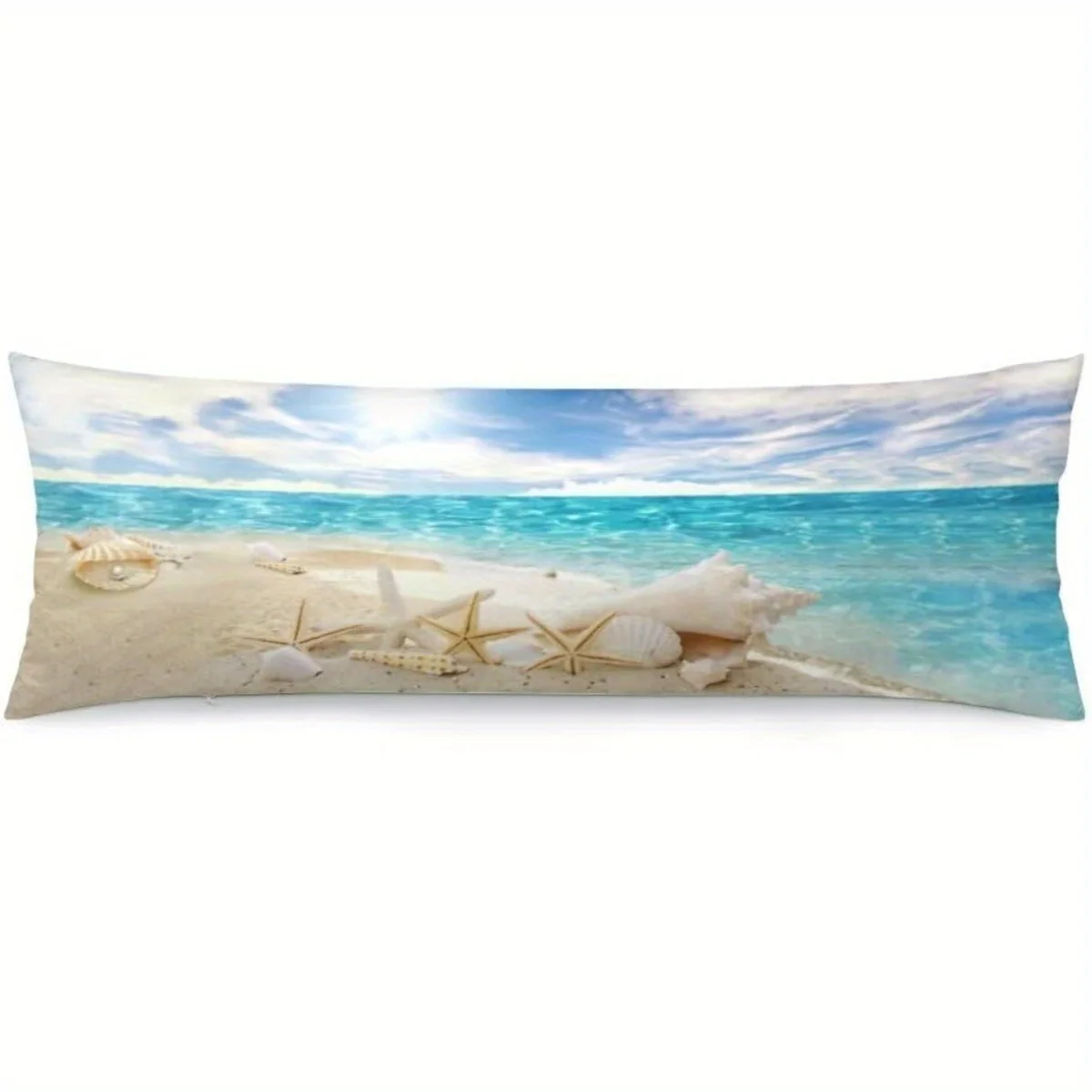 1pc Vintage Beach Pillow Cover - Starfish and Seashell Pattern, Zipper Closure, Machine Washable Soft Decorative Cushion Cover,