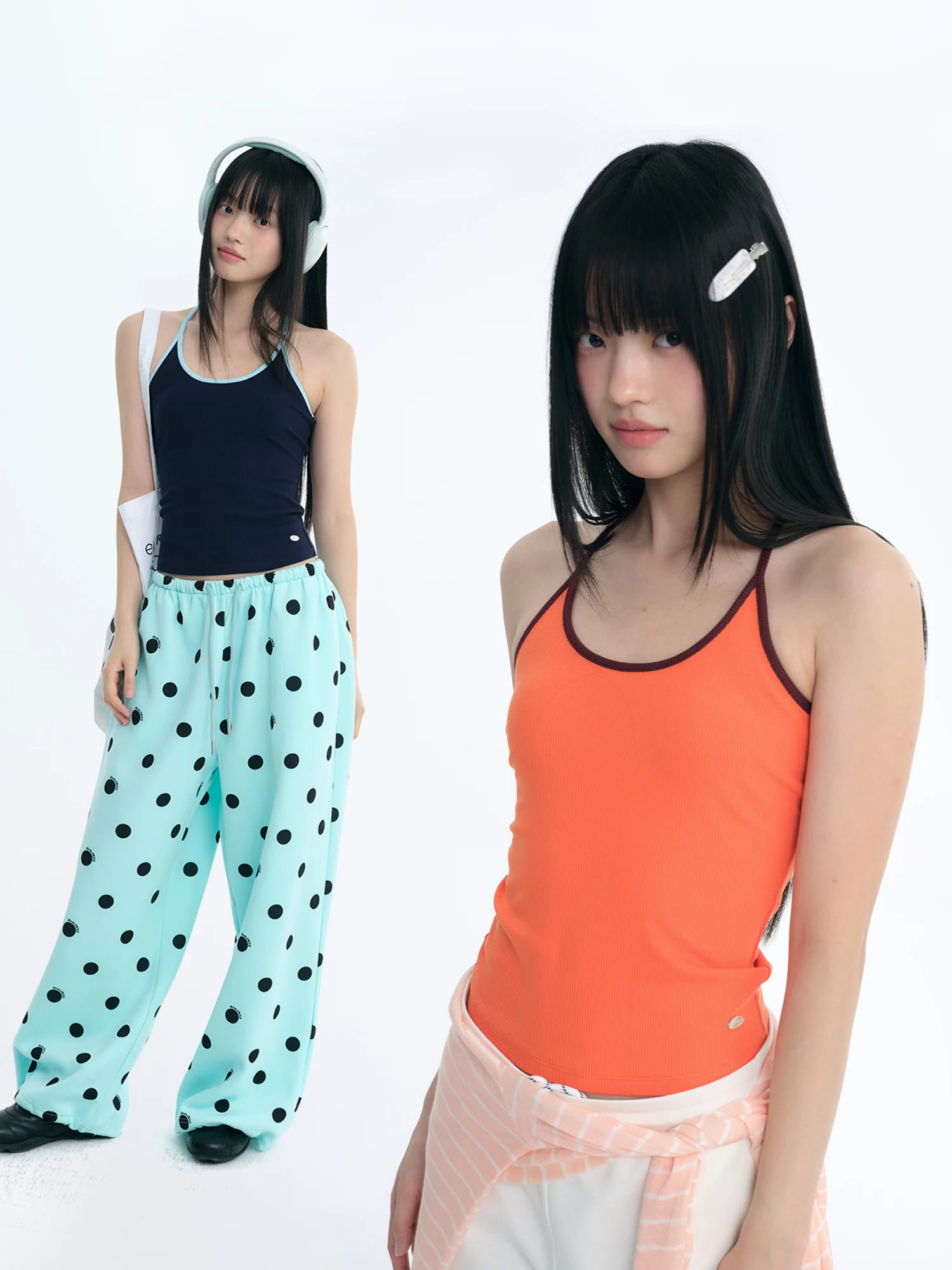 NewJNXS Ladies Slim Fit Basic Contrast Color Strap Vest Summer Simple Elastic Inner Wear Top Youth Trend Home Casual Outfit