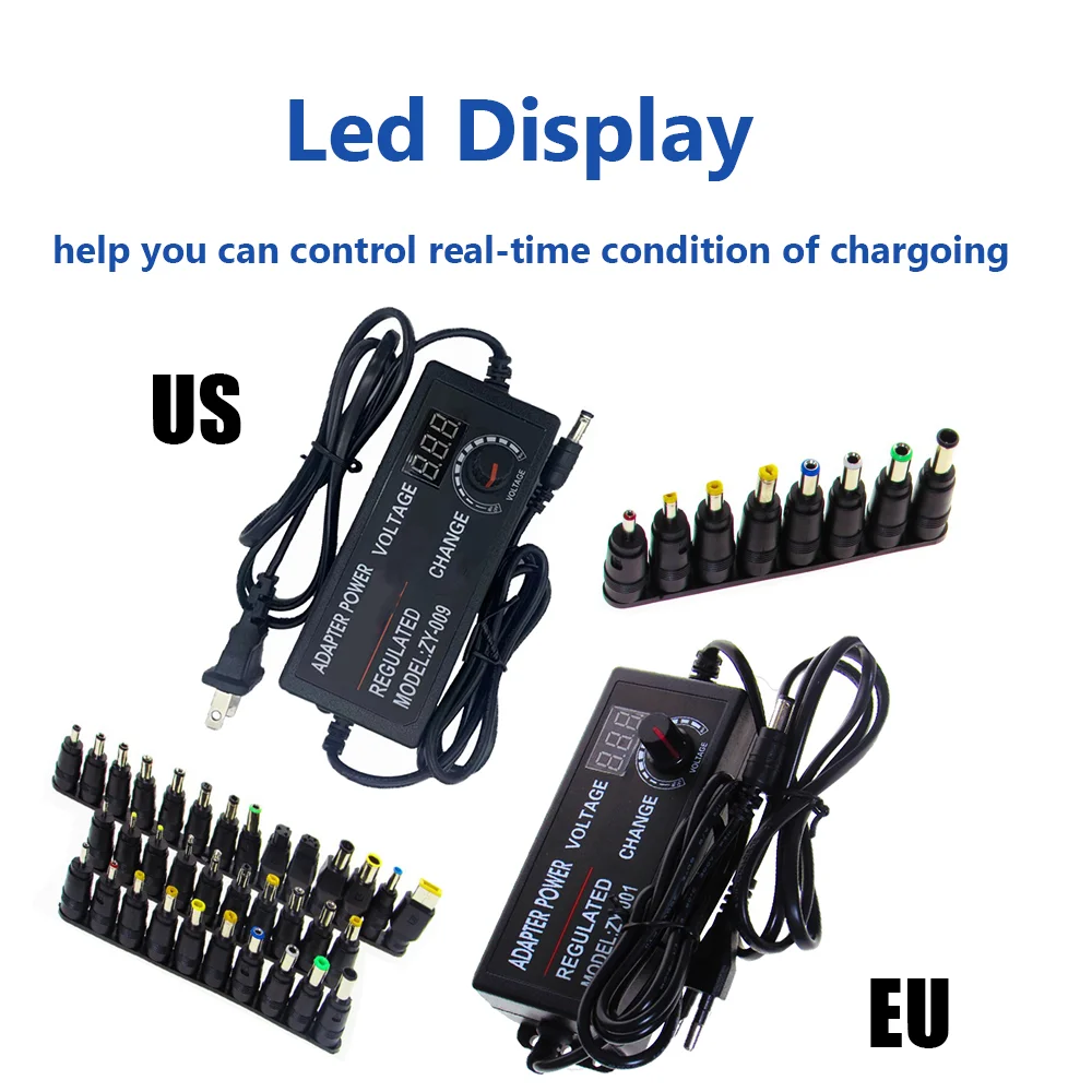 Zasilacz 220V do 12V AC DC 3V 5V 9V 12V 24V 36V Zasilacz 1A 2A 3A 10A transformator regulowany wyświetlacz Srceen z 34PCS