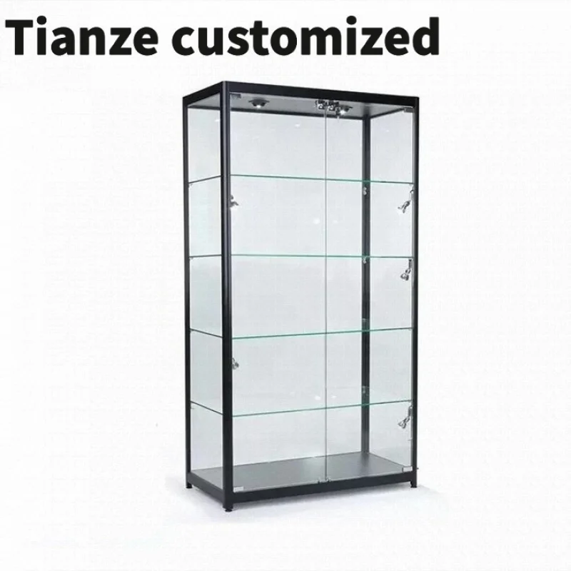 

Customized-72 inch high glass showcase retail shop led smoke shop showcase