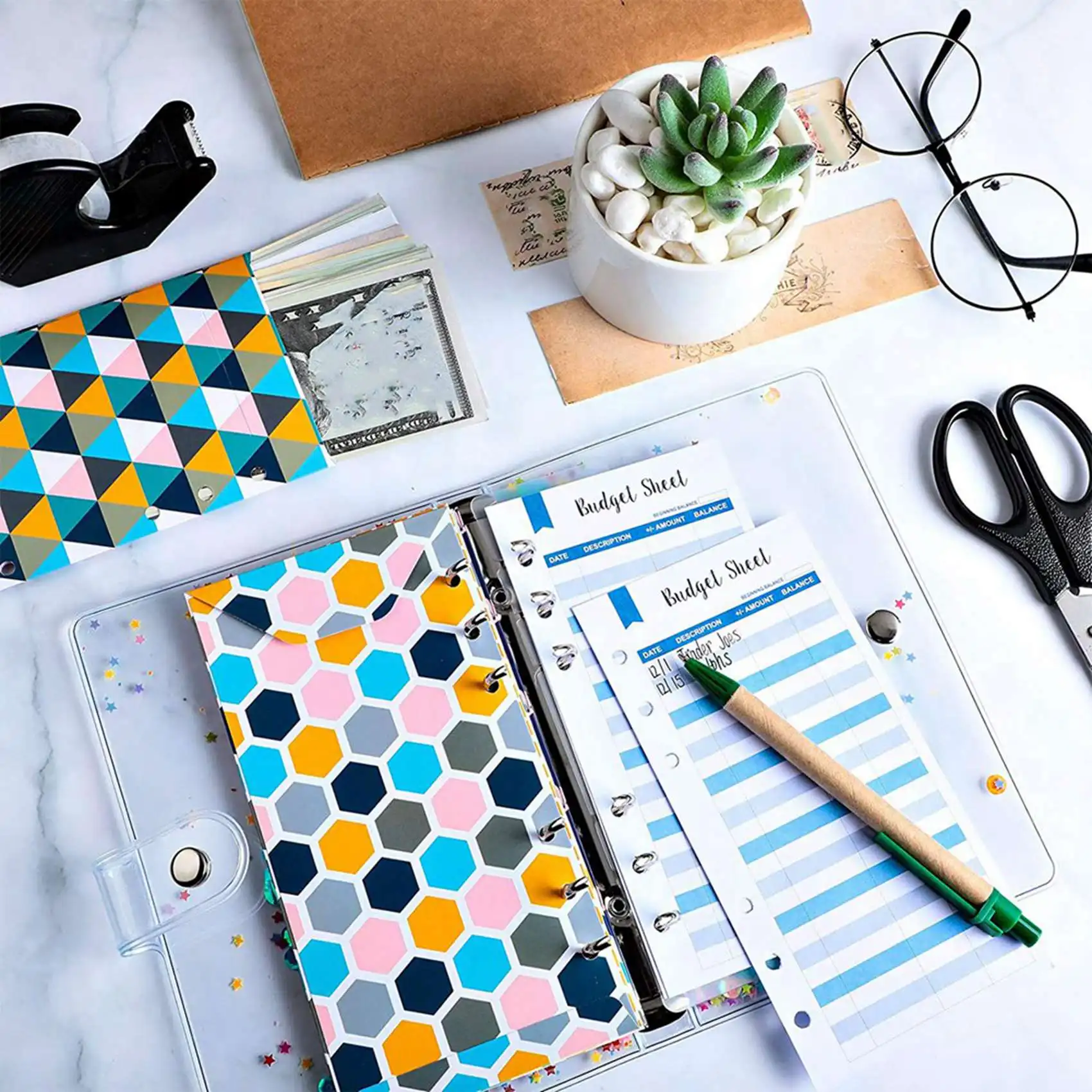 NEW-48 Pieces Budget Envelopes A6 Binder Pockets For Cash Envelope System,Budget Planner,Cash Envelope Wallet With Stickers