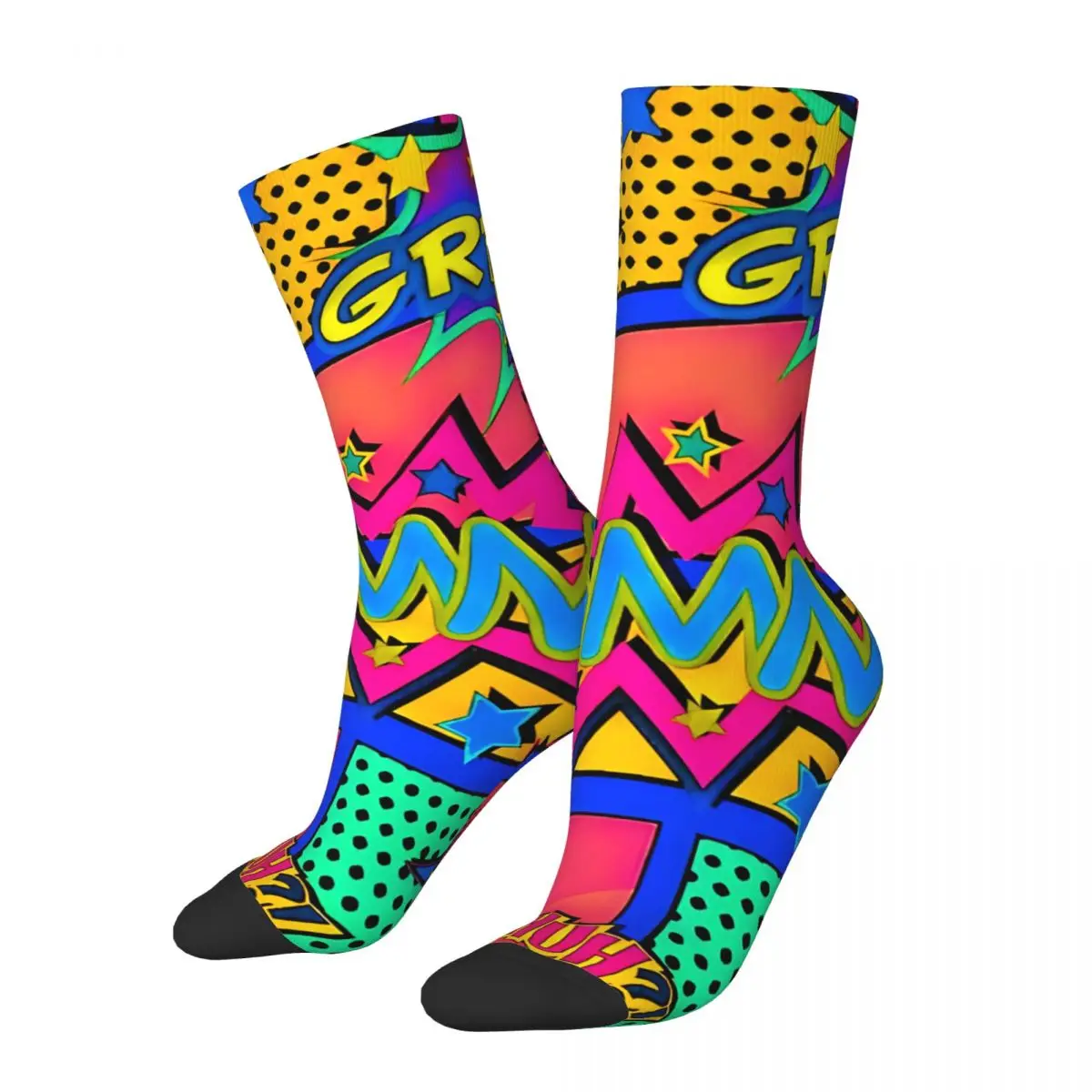 Crazy compression Colorful Comic Book Panels Sock for Men Harajuku Quality Pattern Crew Sock Novelty