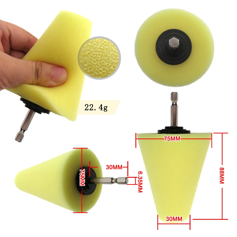 1-3 Stück Konische Schwamm-Polierkegel für Autoreifen, Felgenpflege, Metallpolitur, Reinigungsschaum-Pad, Radwerkzeug – Detail 12