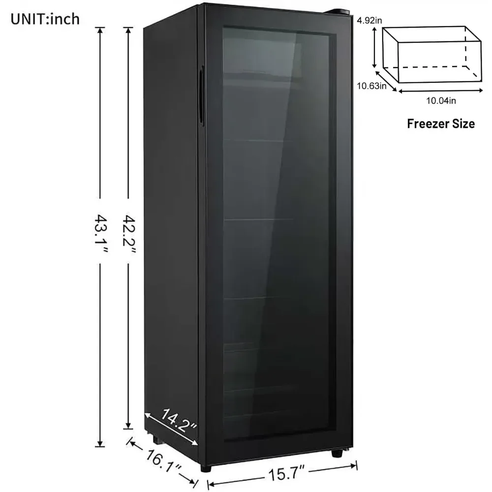 Wine Refrigerator with Freezer 160 Cans 4.5 Cu.ft , Seven Different Temperature and Adjusted 3 Shelves, Wine Cooler