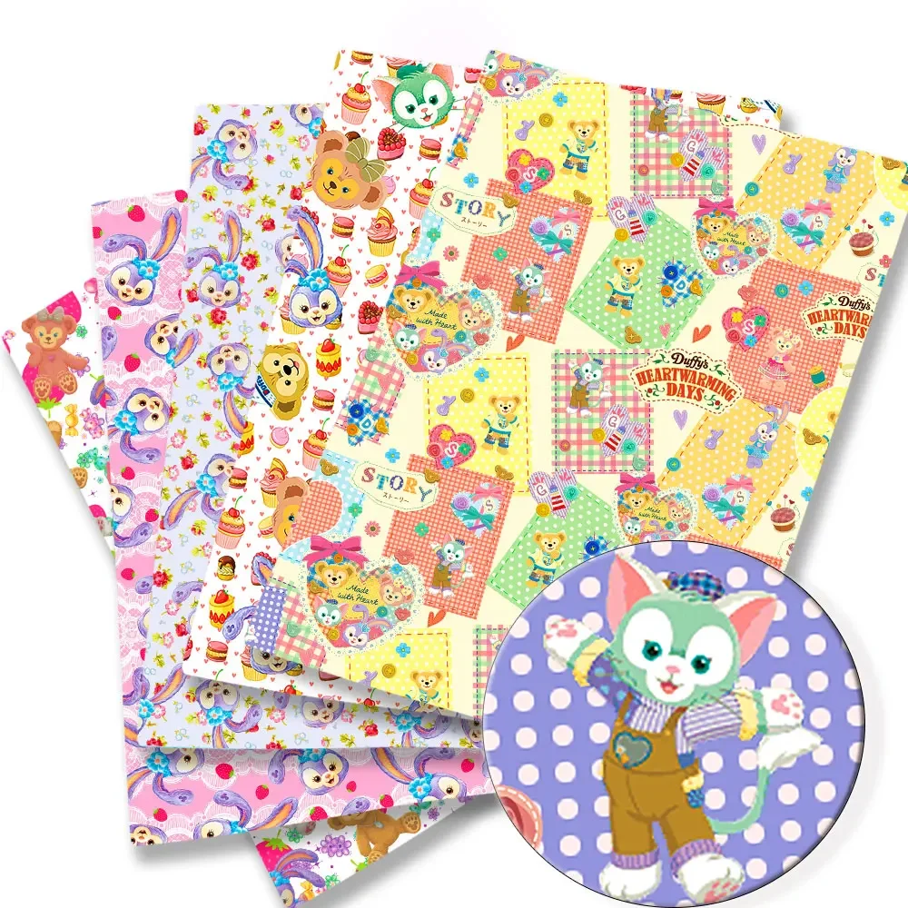 Disney duffy and friends Cartoon Fabric Hot Handmade Sewing Patchwork Quilting Baby Dress Home Sheet Printed Fabric Kids Fabric