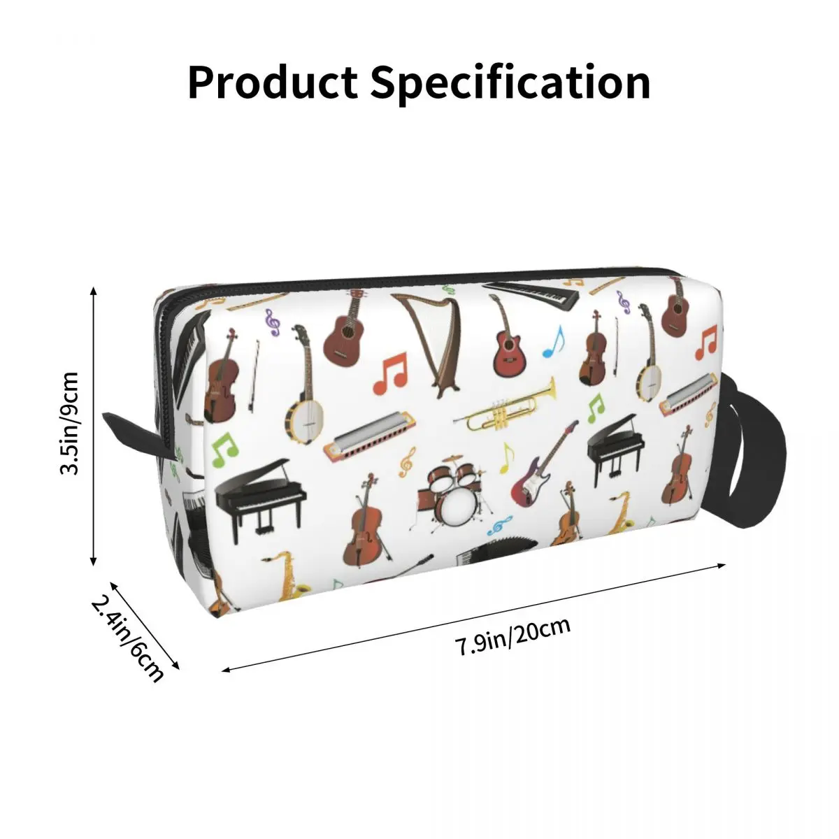 Musical Instrument Piano Music Notes Pencil Case for Gifts Pen Box Pencil Bag Stationery Supplies Travel Women Organizer Pouch