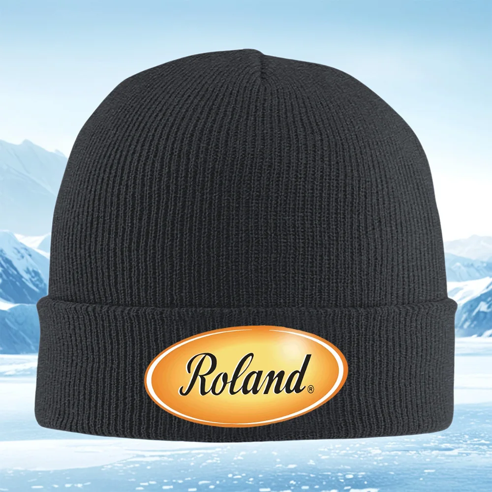

Roland брендовый дизайн овального логотипа для мужчин и женщин, унисекс, вязаная шапка, шапка-пуловер, зимняя теплая теплая рождественская уличная велосипедная шапка