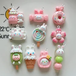 10PCS Shiny Cartoon Rabbit Cake Series Flatback Charms For Earrings Bracelet Hairpin DIY Jewelry Pendants Decoration Accessories