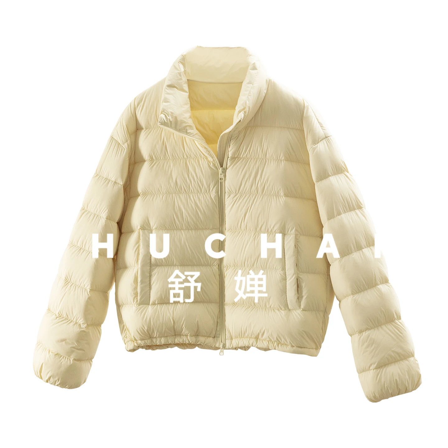 سترة خفيفة صغيرة منتفخة 90 مخملية برقبة واقفة سترة قصيرة للنساء 7Y35 أسفل سترة نسائية #1