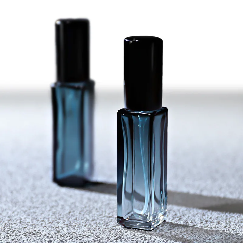 5/10 ミリリットル段階的なブルースクエアスプレーボトル香水サブポータブル化粧品サンプルボトルガラス空の卸売