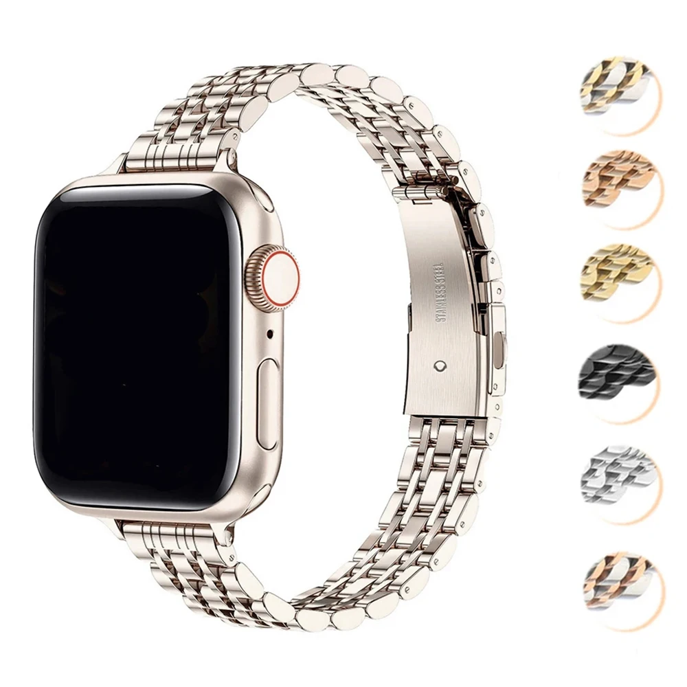 Stainless Steel Strap For Apple Watch Band 49mm 42mm 44mm Metal Bracelet iWatch Ultra 2Series9 8 7 6 SE 5 4 3 for Women 45mm