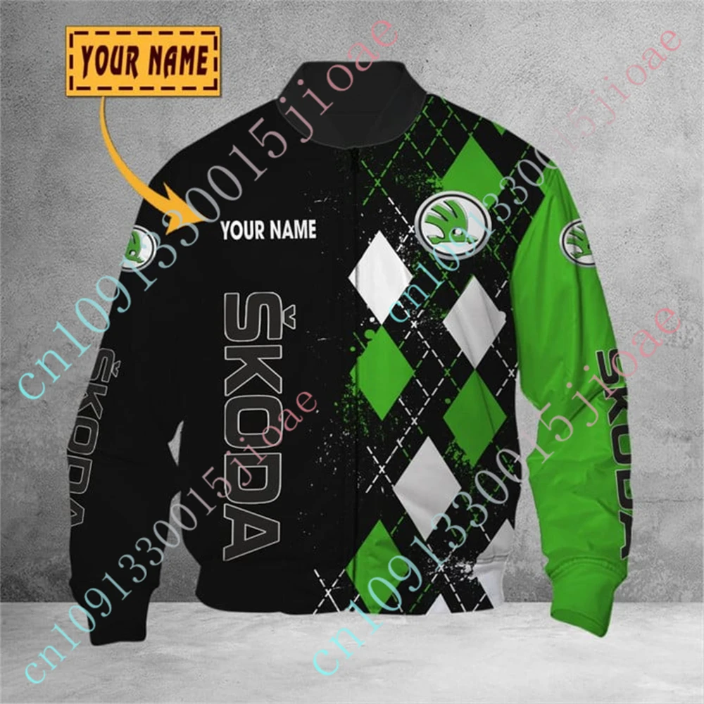 Skoda Jackets For Men's Clothing Techwear Baseball Uniform Bomber Jacket Thick Coat Harajuku Parkas Windbreaker Custom Logo