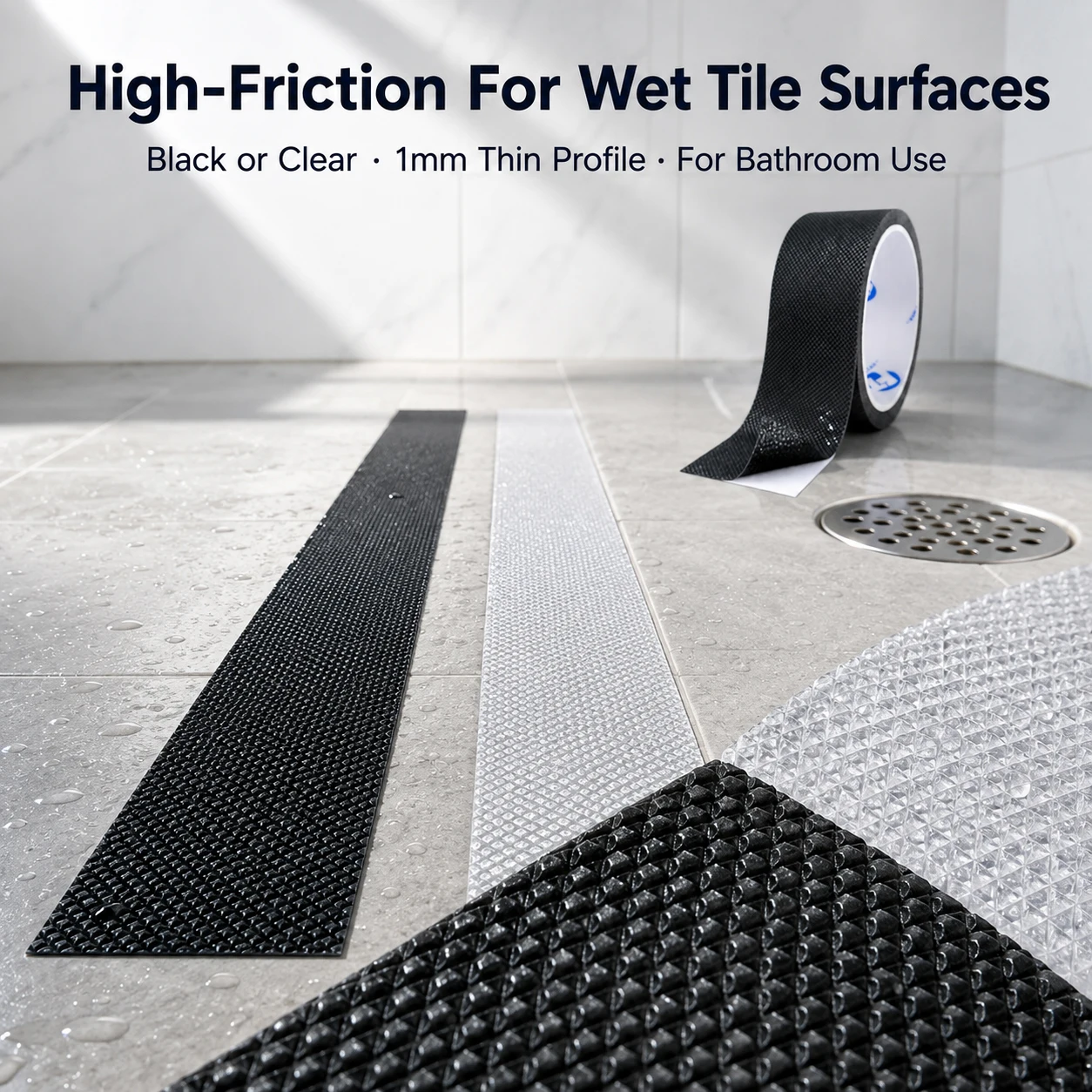 Anti-Slip Tape for Shower and Bathroom Floors Self-Adhesive Diamond Texture Grip Strip Shower Anti Slip Tape Floor Grip Tape