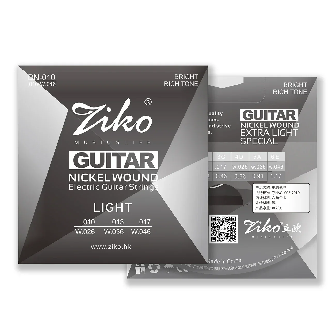 ZIKO Electric Guitarra Strings DN-010 Steel Core Nickel Wound Guitarra Strings Play Real Heavy Metal Rock Guitar Accessories