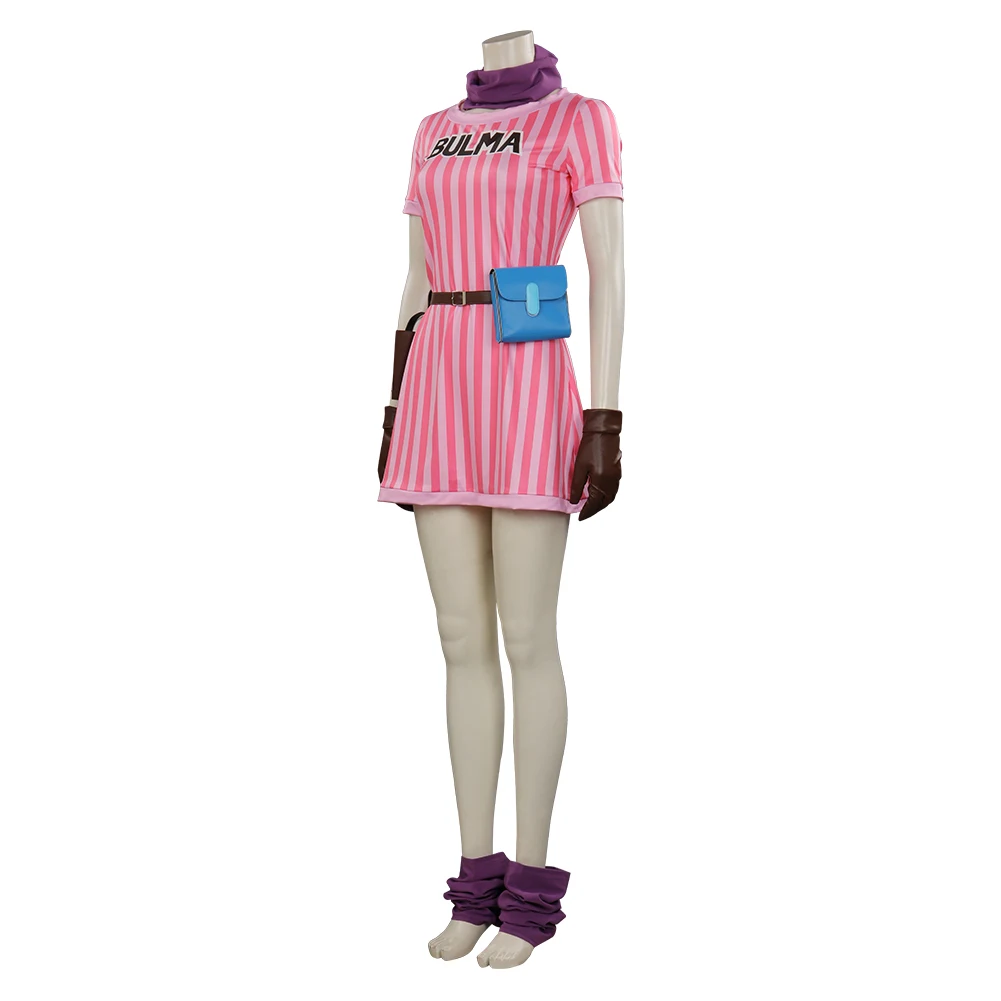 Anime Fantasy Bulma Cosplay Costume Women Pink Lolita Dress Belt Outfits Halloween Carnival Party Suit