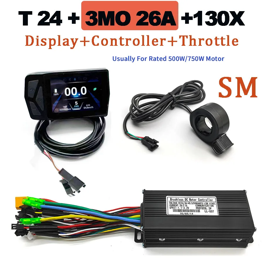 Ebike 24V/36V/48V/52V learning function sine wave controller and T24 display combination suitable for 350W-5000W motors image 5