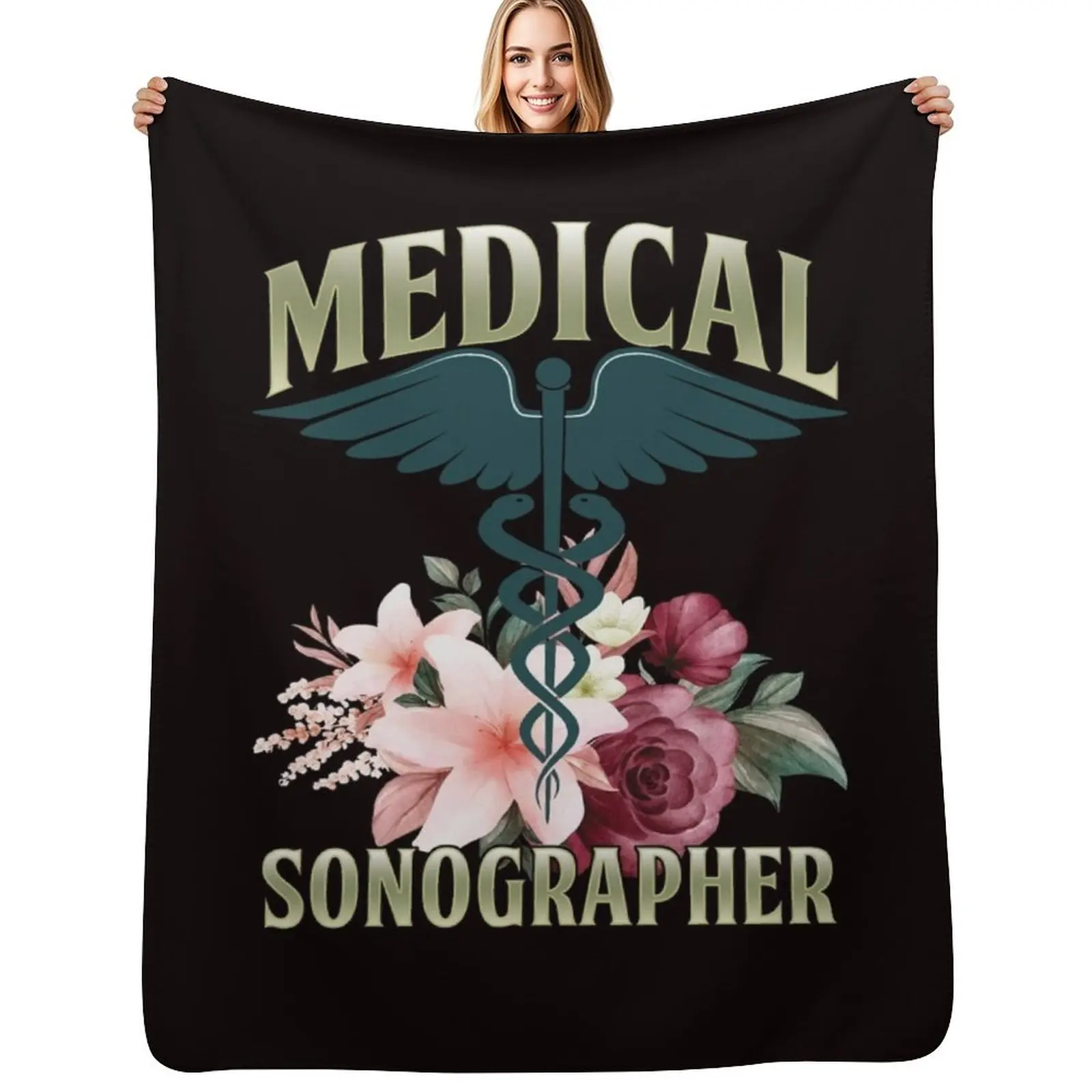 Medical Sonographer Sonography Ultrasound Echography Doctor Throw Blanket Lightweight Warm Blanket for Travel Camping