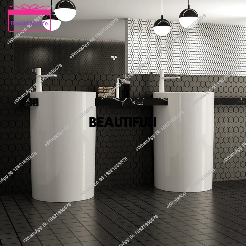 

YL German style high-quality single hole column basin,light luxury and fashionable white ceramic column basin,for hotel,bar