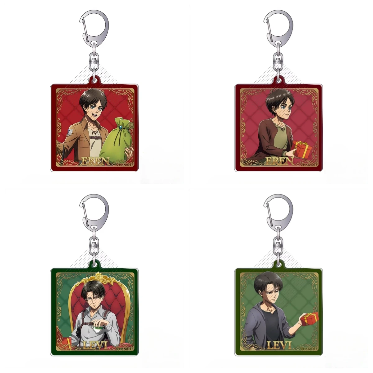 Game Eren Yeager Levi Ackerman Keychain Doll Anime Acrylic Keyring for Gift