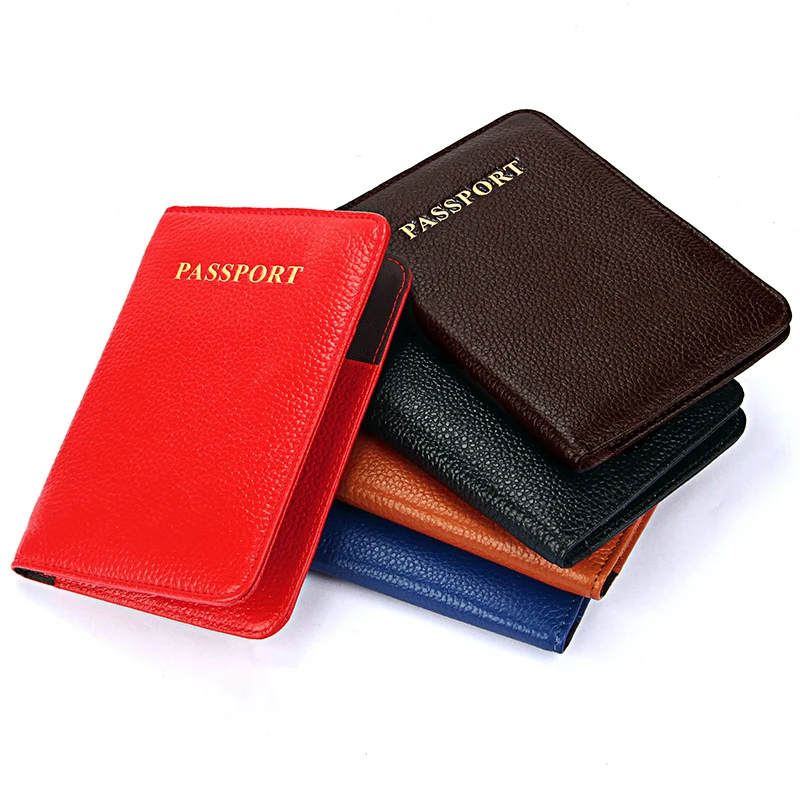 Genuine Leather Passport Cover For Women Female Men Travel Accessories Passport ID Card Holder Cowhide Passport Holder