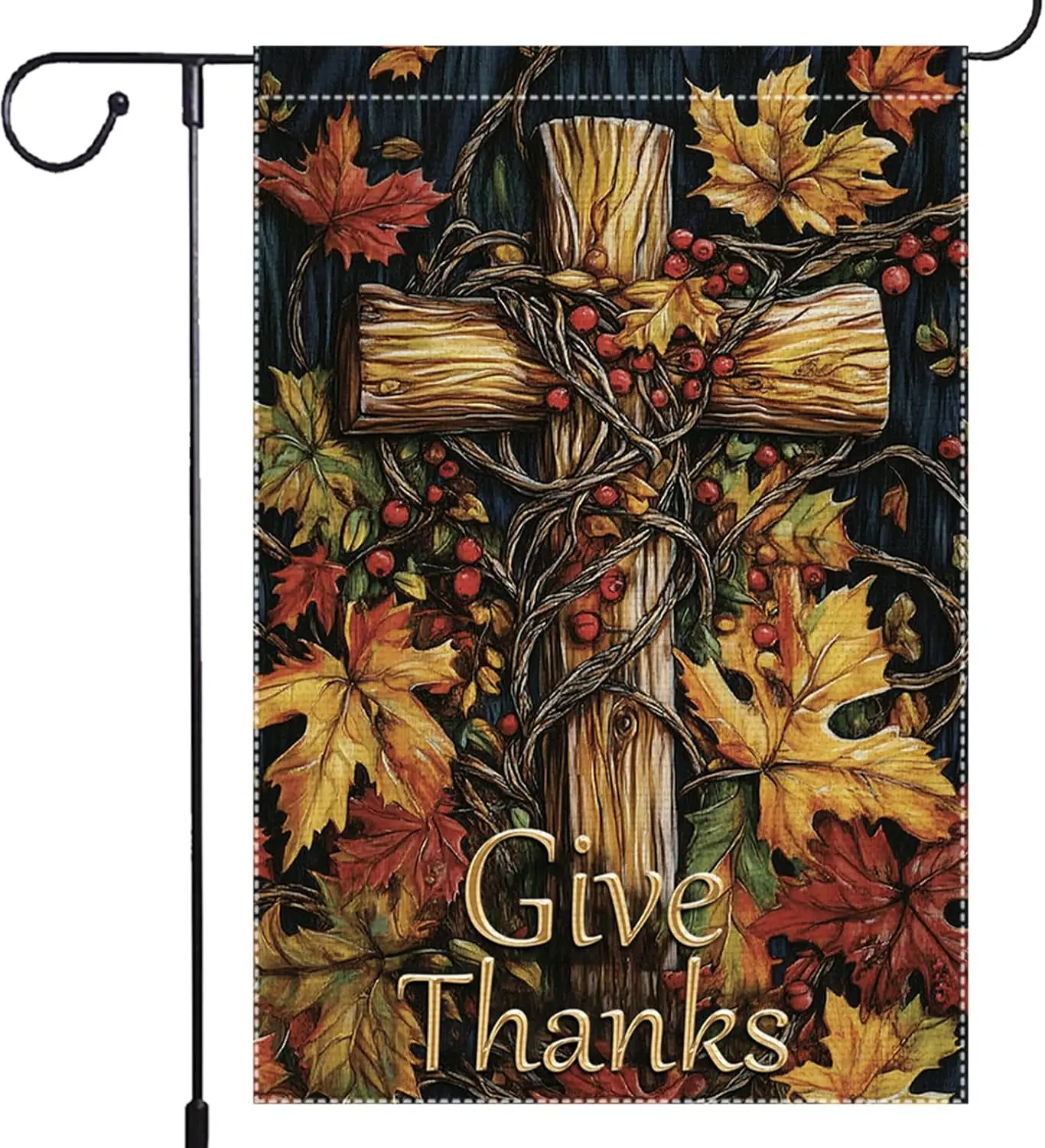 Fall Cross Christian Garden Flag Patriotic Religious Thank You God Bless Outside Decor 12 x 18 Inch Double Sided Small Verti PPZ