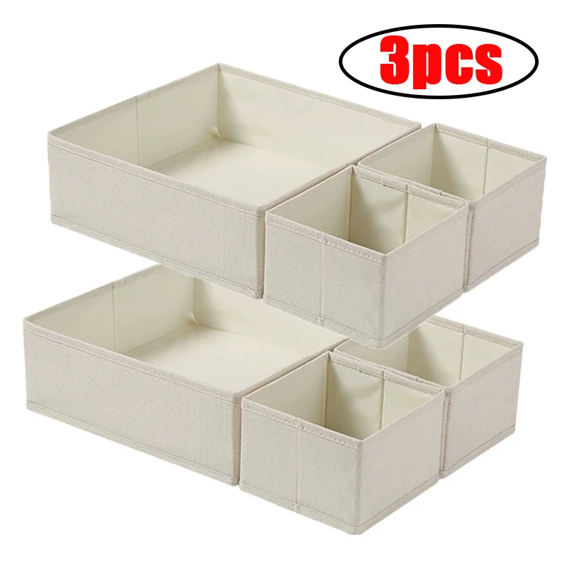 

1/3pcs Fabric Cabinet Underwear Organizer Drawer Closet Storage for Clothes Bra Socks Underpants - Neatly Arranges Your Drawers