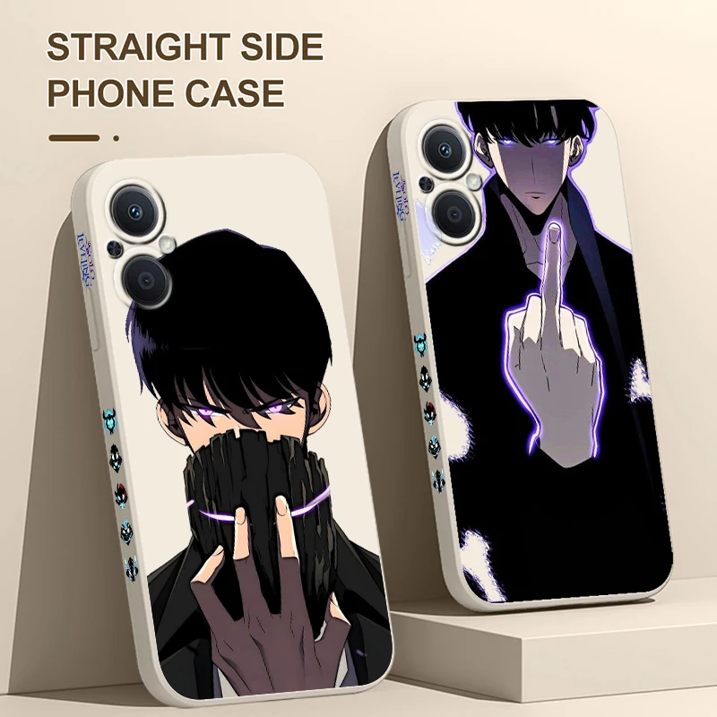 Solo Leveling Anime Phone Case For OPPO Find X5 X3 X2 Lite Pro Neo A5 A53 A94 4G 5G Liquid Left Rope Soft Cover