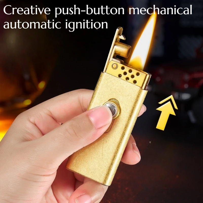 NEW C reative Push-button Mechanical Automatic Ignition Metal Lighter High-end Gift Men's Cigarette Accessory