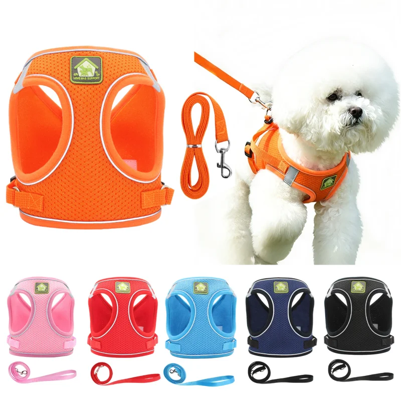 No Pull Dog Harness - Reflektierendes Haustier-Geschirr und Leinen-Set, atmungsaktives Mesh,