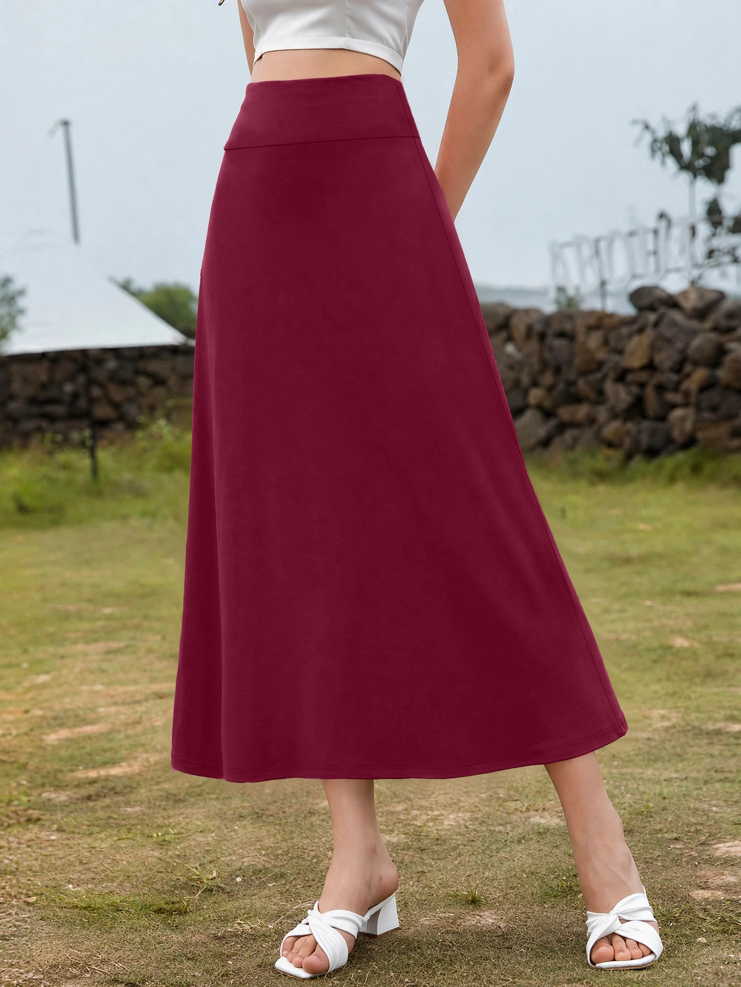 Spring Autumn Essential Swing Skirt, Fluid Draping Effect, Variable Weather Daily Matching Attire